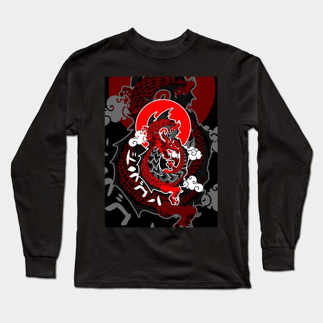 Red Dragon Long Sleeve T-Shirt by nehemialeo